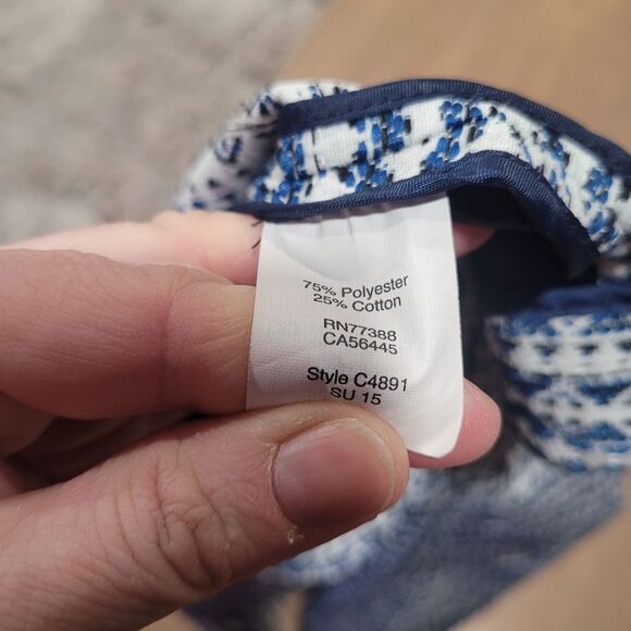 J. Crew Jacket Jacquard Full Zip Blue/White Collarless Blazer Size M - Picture 5 of 5